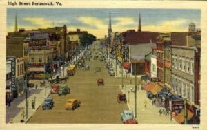High St. - Portsmouth, Virginia VA Postcard