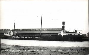 Hamilton Ontario ON Steamship Donald Stewart Eastern Illus Repro RPPC PC