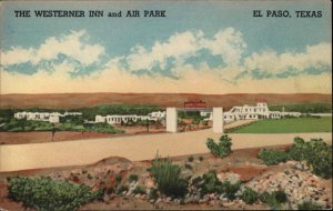 El Paso Texas TX Westerner Inn and Air Park Linen Vintage Postcard