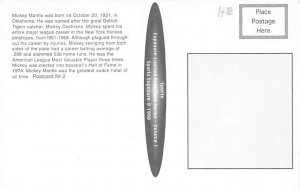 Baseball Postcard Mickey Mantle New York Yankees Unused