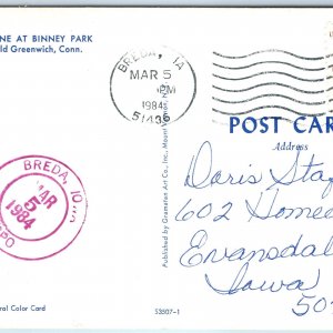 1984 Breda, IA Purple Post Office Cancel Postcard Town USPO Postal History A267