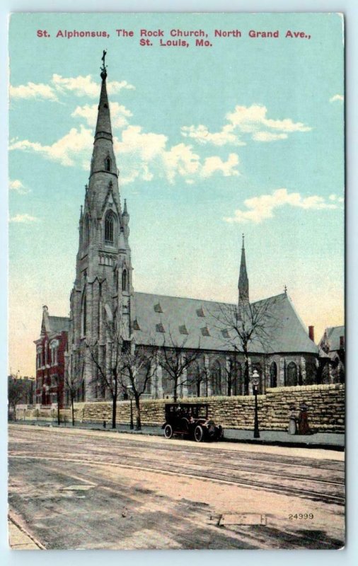 ST. LOUIS, Missouri MO ~ North Grand Ave ST. ALPHONSUS The Rock Church Postcard