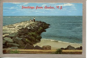 Postcard NJ Avalon Greetings from Avalon Stone Jetty Ocean Scene c1960s -163