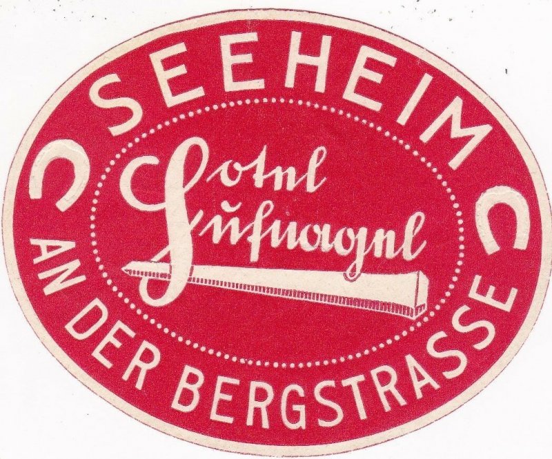 Germany Seeheim Hotel An Der Bergstrasse Vintage Luggage Label sk3131