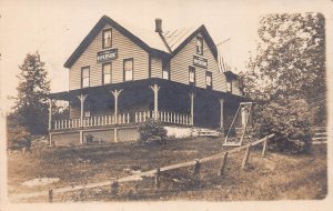 THE RIVERSIDE-LARGE VICTORIAN HOUSE-WRAP PORCH~1900-10s REAL PHOTO POSTCARD