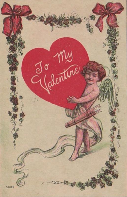 Valentine's Day Cupid Carrying Large Heart