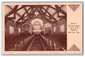 Saint Paul Minnesota MN Postcard Interior Of Lutheran Church Of The Redeemer