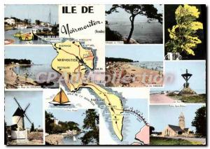 Postcard Modern Noirmoutier tourist map Herbaudiere church Sableaux