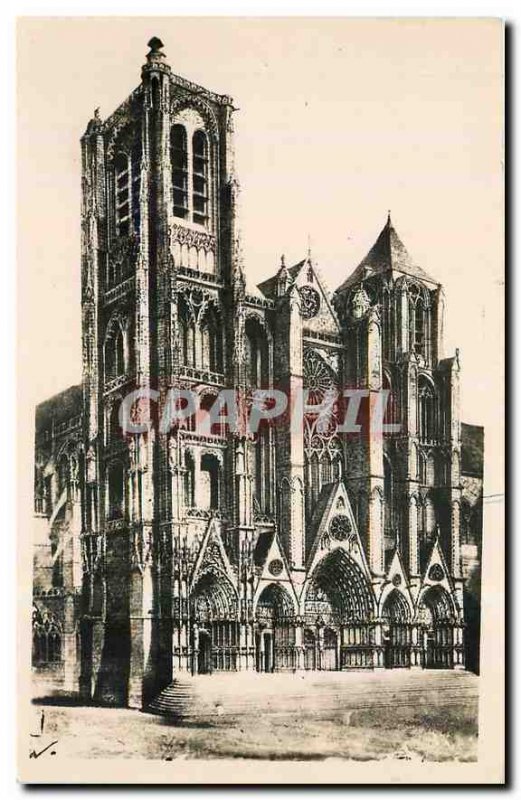 Old Postcard Bourges Facade of the Cathedral