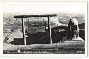 RPPC Viewpoint LEWISTON Wood Sign Idaho Ross Hall Photo 1950s Vintage Postcard
