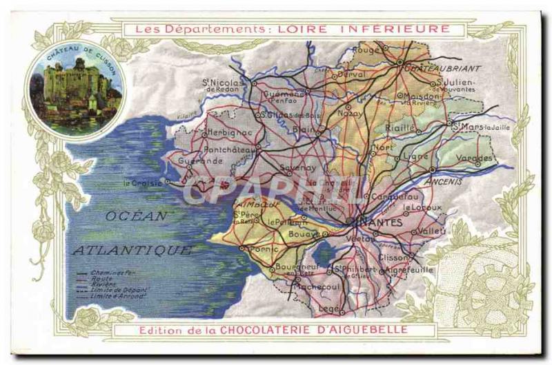 Old Postcard geographical maps of Chocolaterie & # 39Aiguebelle Inferieure Lo...