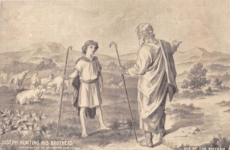 JOSEPH HUNTING HIS BROTHERS RELIGIOUS ART POSTCARD c1910s