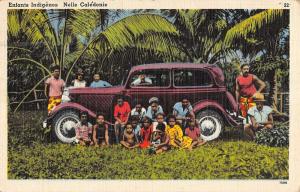 New Caledonia Native Family Children Car Linen Antique Postcard K10256