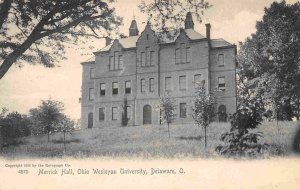 Merrick Hall Ohio Wesleyan University Delaware OH 1908 postcard