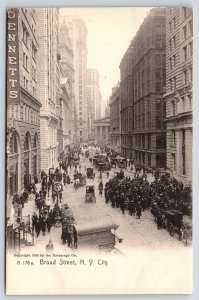 New York City~Broad Street~Frank C White Baker Wagon~Rotograph A 176~B&W c1905 