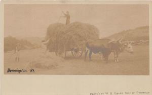 E28/ Occupational RPPC Postcard c1910 bennington Vermont Farmer Hay Wagon 26