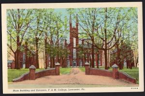 Pennsylvania ~ Main Building and Entrance F. & M. College LANCASTER White Border