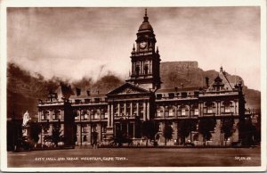 South Africa City Hall And Table Mountain Cape Town Vintage RPPC C040