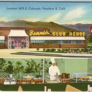 c1940s Pasadena CA Bennie's Club House Restaurant Buffet Roadside Mellinger A216