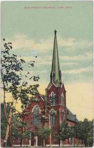 Ohio Postcard c1910 LIMA Old Trinity Church Building Allen County