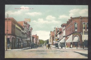 FREEPORT ILLINOIS DOWNTOWN GALENA STREET SCENE STORES VINTAGE POSTCARD