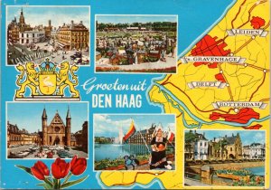 Postcard Map Netherlands - Greetings from the Hague