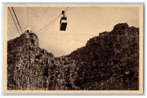 1941 Summit Station Descending Cableway Car Table Mountain S. Africa Postcard