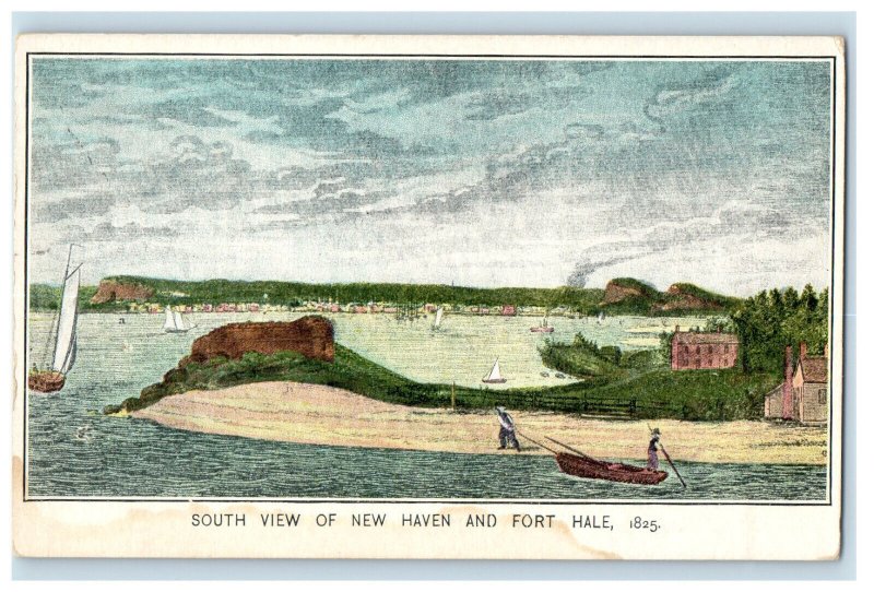 c1910s South View of New Haven and Fort Hale Posted Antique Postcard 
