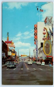 RENO, NV Nevada ~ CASINOS on VIRGINIA STREET Scene c1950s, 60s Cars Postcard