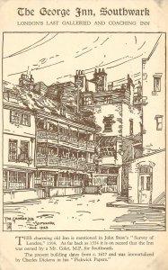 Postcard 1930s UK London South Wark George Inn Pub artist impression 22-13587