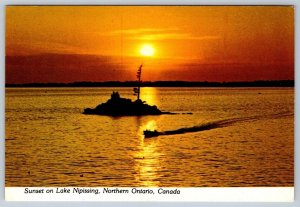 Sunset, Callander Bay, Lake Nipissing, Near Government Dock, Ontario Postcard