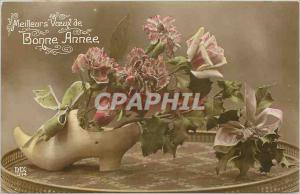 Postcard Old V�ux Flowers Shoe