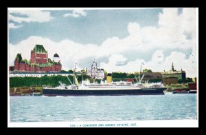 1953 A Cunarder and Quebec Skyline White Boarder Postcard 207 