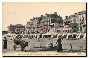 Old Postcard Les Sables D'Olonne The Beach And Splendid I'Hotel