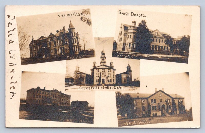 J94/ Vermillion South Dakota Postcard RPPC c1910 5View University of SD 459