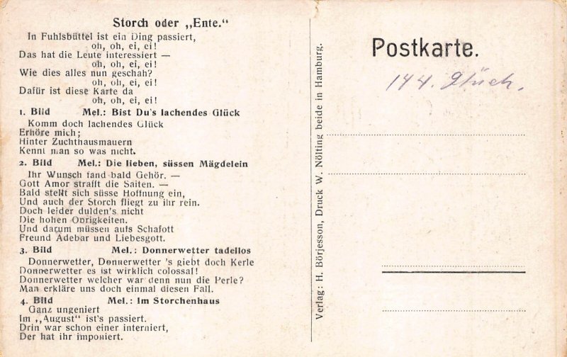 German Myth Parenthood Humanized Stork Cupid Cherub Prison Guard postcard C361