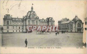 Old Postcard Evreux Hotel de Ville and Theater