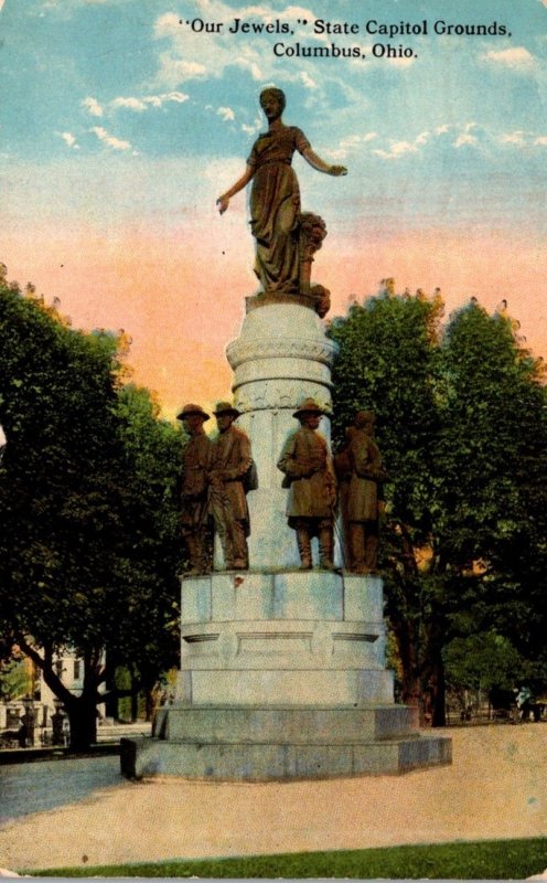 Ohio Columbus State Capitol Grounds Our Jewels Statue 1911 Curteich