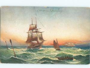 Divided-Back BOAT SCENE Great Nautical Postcard AB0391