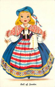 Postcard 1950s Doll of Sweden artist impression 22-13027