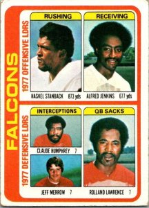 1978 Topps Football Card '77 Team Leaders Stanback Jenkins Merrow Falcon...