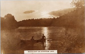 Sparrow Lake Ontario Muskoka Moonlight Port Stanton ON Cancel RPPC Postcard H21