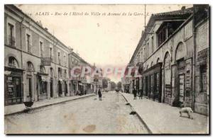 Alais Old Postcard Rue de l & # City 39hotel and & # 39avenue the station