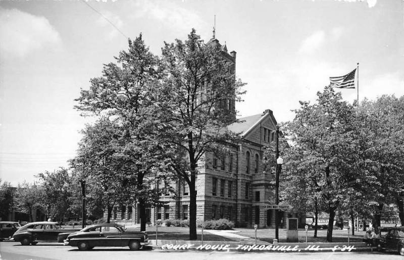 Taylorville Illinois Court House Real Photo Antique Postcard K54559