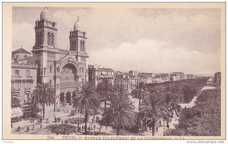 Avenue Jules-Ferry Et La Cathedrale, Tunis, Tunisia, Africa, 1910-1920s