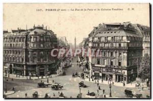 Paris - 2 Rue de la Paix and Vendome Column Old Postcard