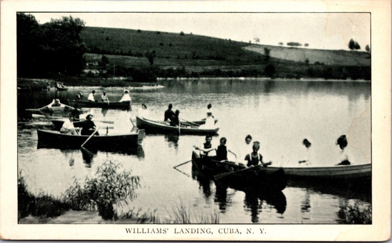 Postcard Boaters at Williams' Landing in Cuba, New York
