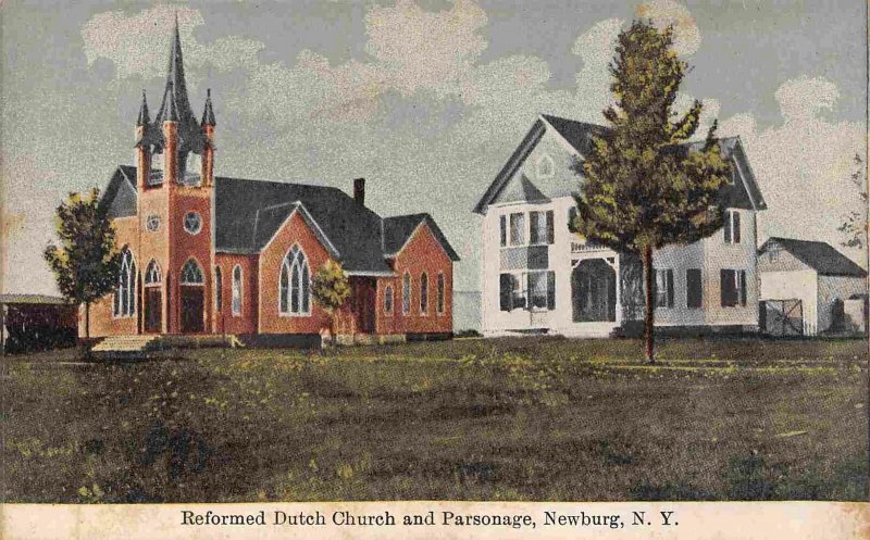 Dutch Reform Church & Parsonage Newburgh New York 1910c postcard