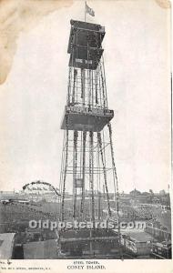 Steel Tower Coney Island, NY, USA Amusement Park Unused stains on card. Glitt...