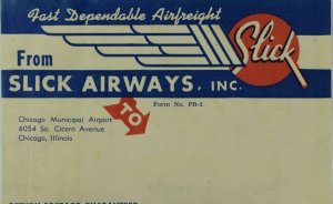 1940's-50's Slick Airlines Inc. Luggage Label Original E19